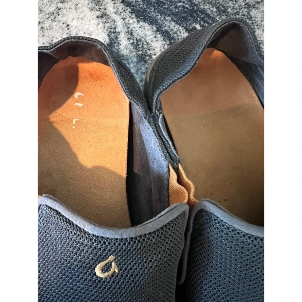 OluKai Nohea Mesh Men 9 Grey Good Drop-in Heel Slip On Shoes 10188-4242 Hawaiin